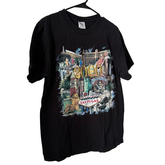 Vintage Y2K Las Vegas Casino Graphic Tee Unisex Black M Aladdin Grand Opening - Picture 2 of 9